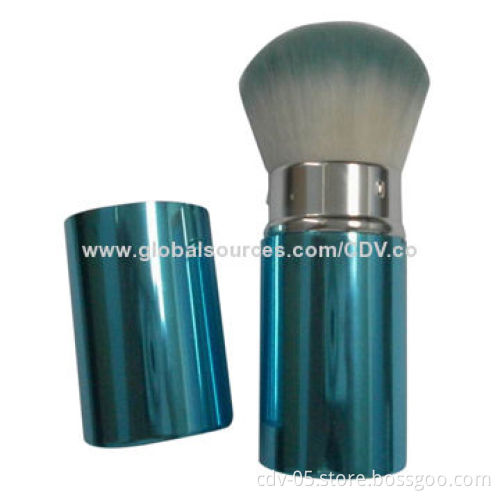 Individual retractable makeup brushes, made of aluminum ferrule and handle with synthetic bristles